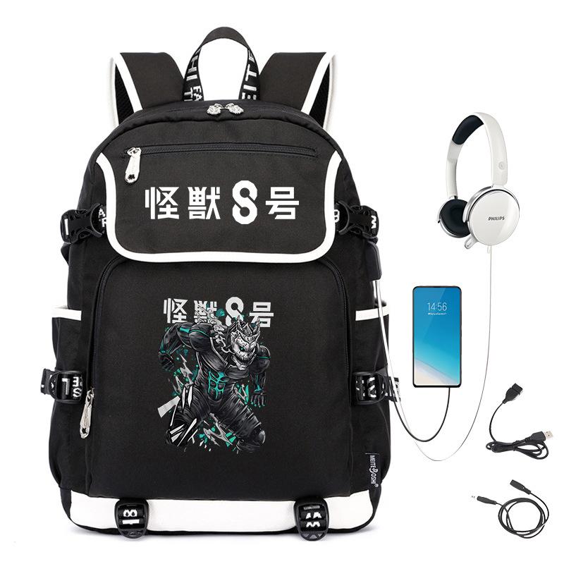 Monster No. 8 Peripheral Personalized Printed Backpack with USB Interface Cross-border Korean Edition Student Leisure School Bag