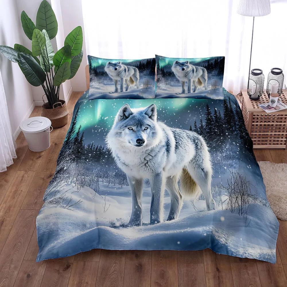 

Arctic Wolf Germanic Duvet Cover Set EU Single Double King US Twin Full Queen Size Bed Linen Set EU Twin(135x200cm)