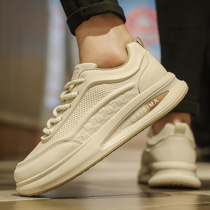 

Men s shoes breathable and versatile low-top leather casual board shoes men s heightening thick-soled white shoes soft-soled non-slip sneakers 44