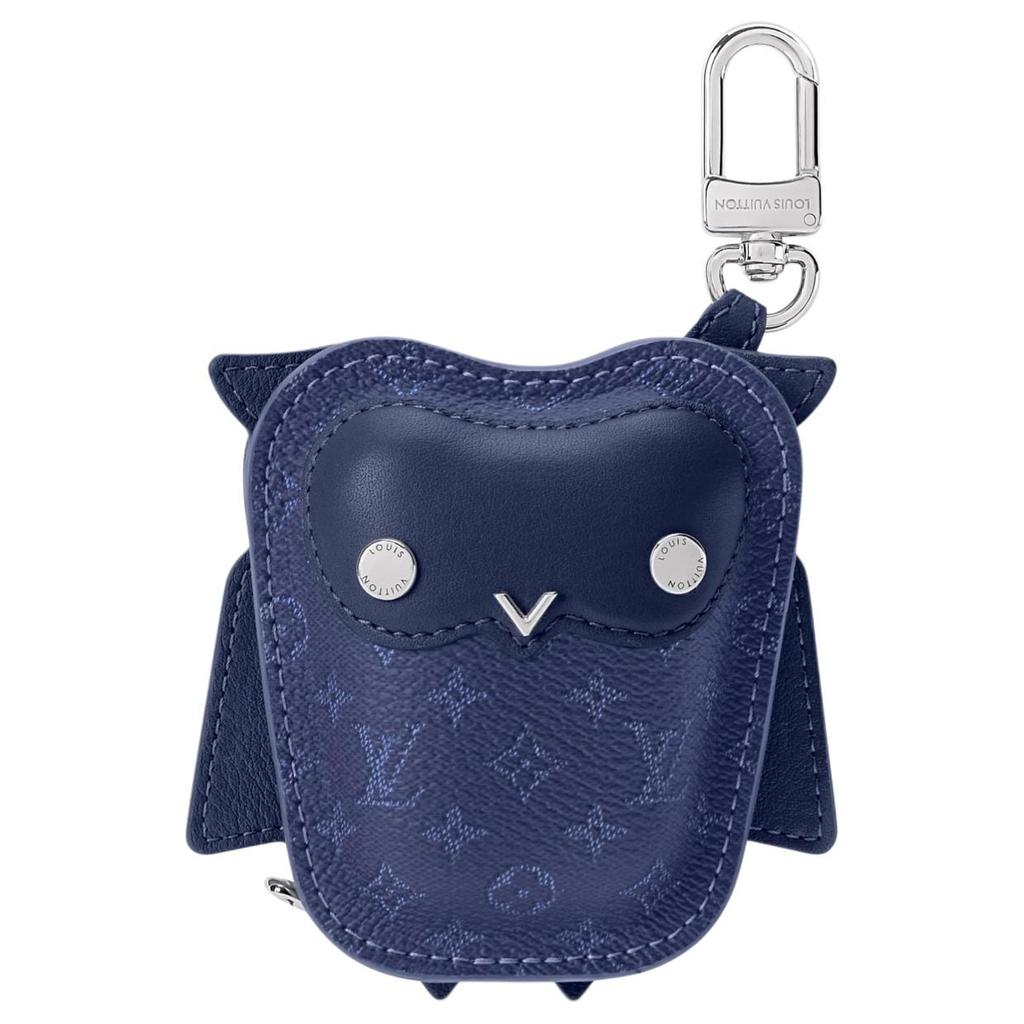 LOUIS VUITTON Monogram Coated Canvas Bag Charm Bag Accessory Unisex Blue M03405
