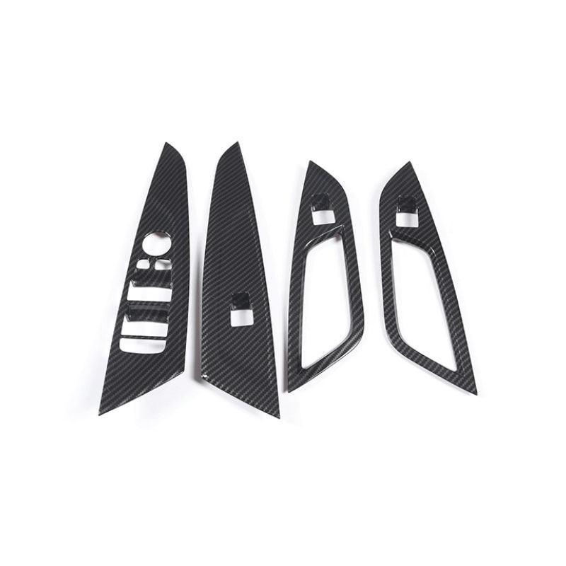 For BMW 4 Series G22 G23 G26 LHD ABS Carbon Fiber Style Car Inner Door Window Lift Button Cover Frame Trim