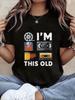 Retro Tech Nostalgia I Am THIS OLD Floppy Disk and Cassette Graphic Print Women's T-Shirt Short Sleeve Crew Neck Casual Tops