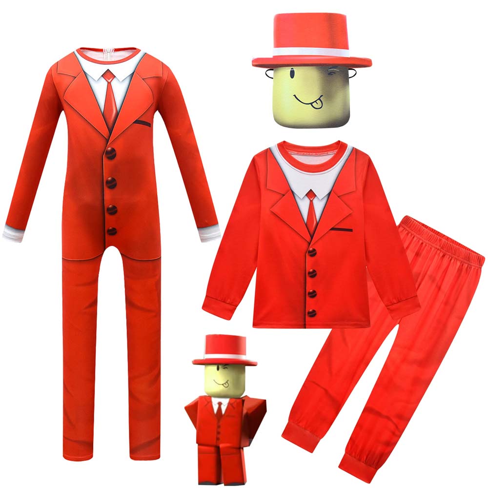 Nyt Pocket Devs VR Spil Kostume Børn Drenge Rød Dragt Mand Cosplay Lang Skjorte Bukser Jumpsuit Maske Fødselsdag Halloween Fest Kostume