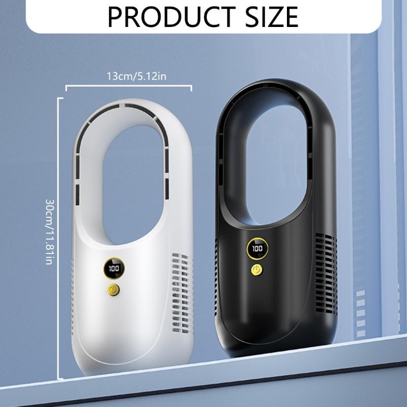 Bladeless Tower Fan USB Outdoor Fan Large Battery Rechargeable Fan Cooling Fan ABS Texture for Travel and Camping