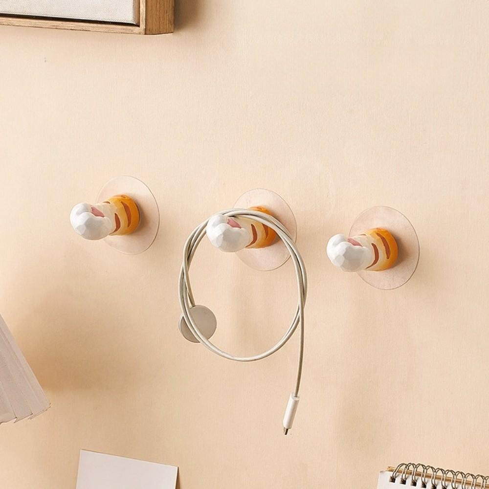 Orange Cat Claw Wall Mounted Hook No Drill Drawer Pull Cute Kitty Paw Door Hook  Home Decoration