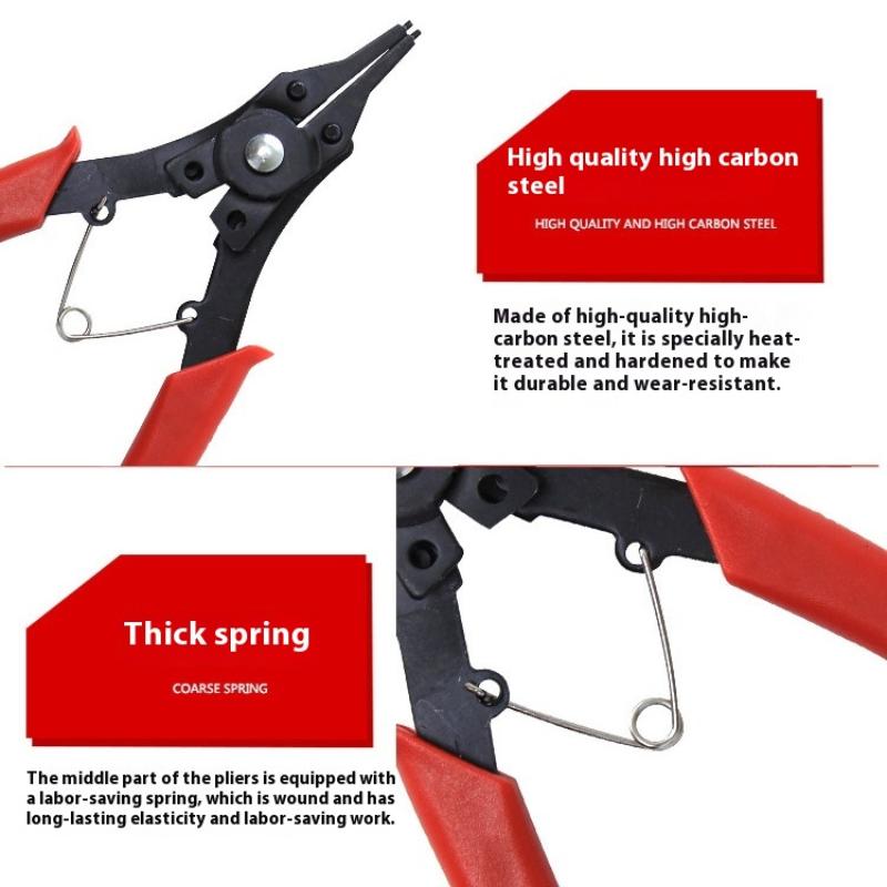 4-In-1 Circlip Pliers Set Snap Ring Pliers Multi Crimp Removable Plier Head Retaining Circlip Pliers Hand Tools Multifunctional