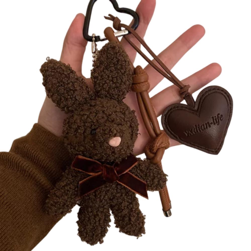 

Soft Bunny Bow Key Chain Cartoon Plush Rabbit Doll Pendant Stuffed Backpack Pendant Jewelry коричневый