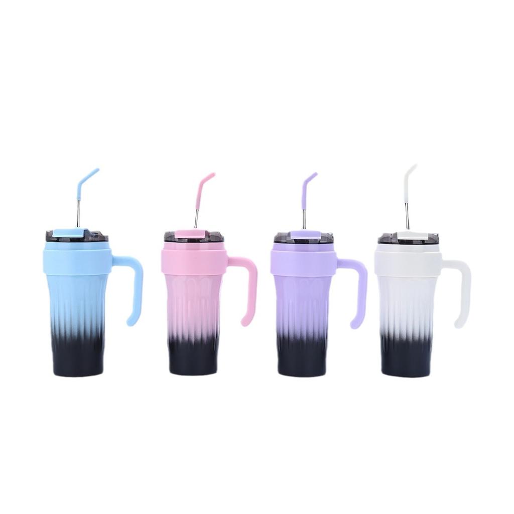 New Gradient Steel Thermos Cup Girls Handy Straw Cup Dopamine Strap Handle Car Cup Durable Durable Useful Useful