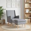 Armchair with Ottoman 2 pcs. Light Gray Fabric