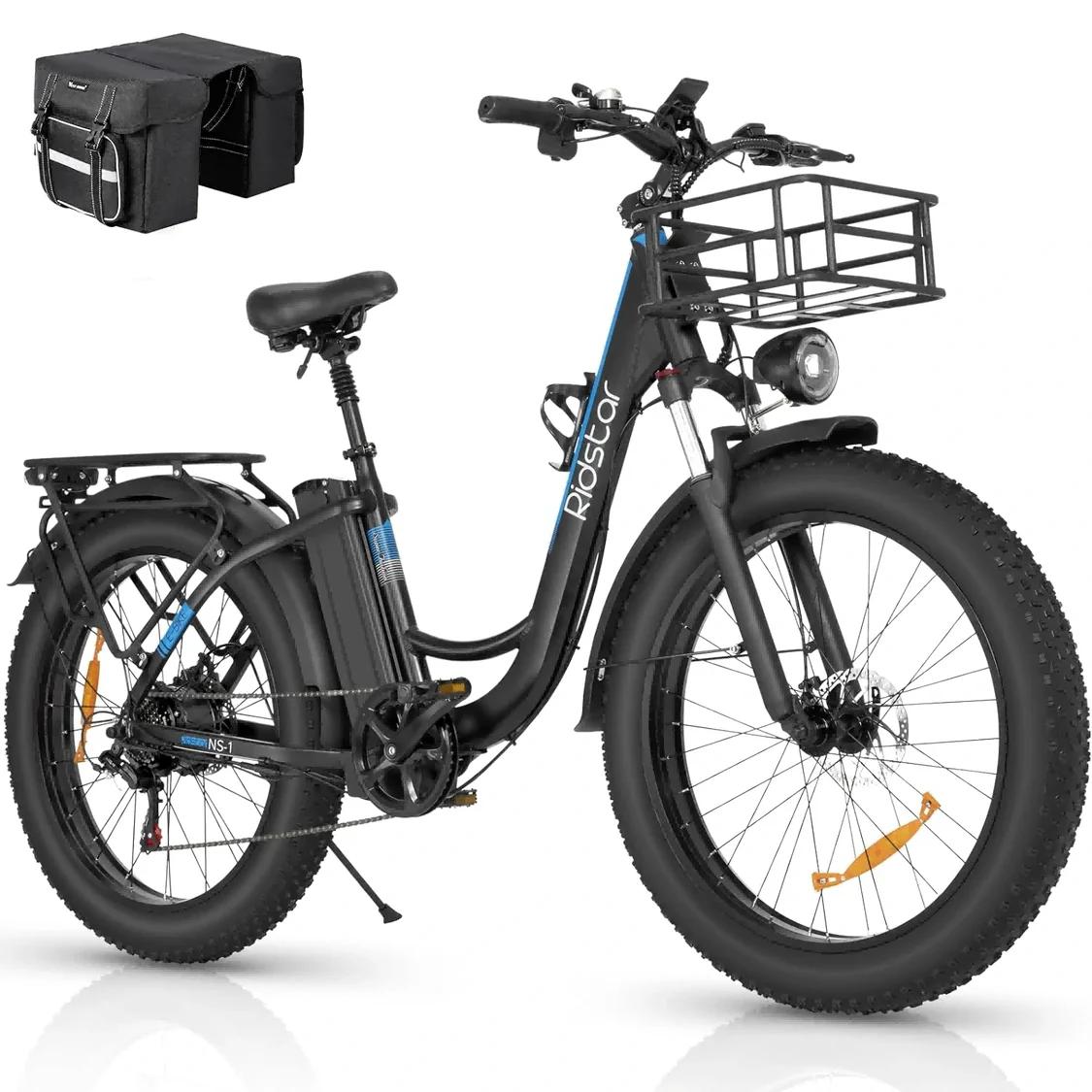 RIDSTAR MN26 Fat Tires Mountain Electric Bike 1500W Motor 48V 20Ah Battery 26 Inch svart