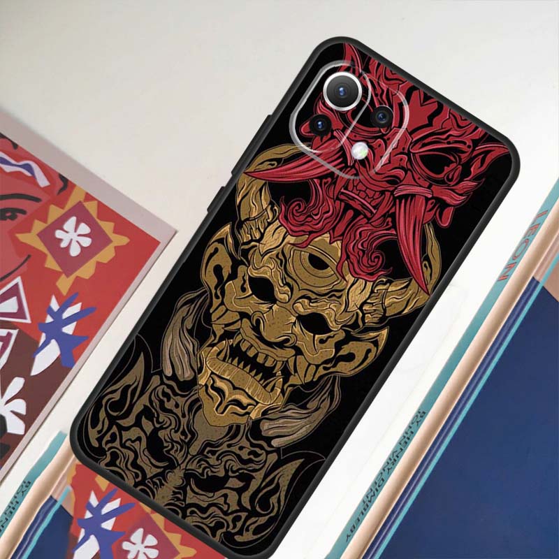 Samurai Oni Mask For Xiaomi 11T 12T 13 Pro 12 11 Lite Phone Case For POCO F5 X5 Pro F4 X4 GT F3 M5 X3 Pro