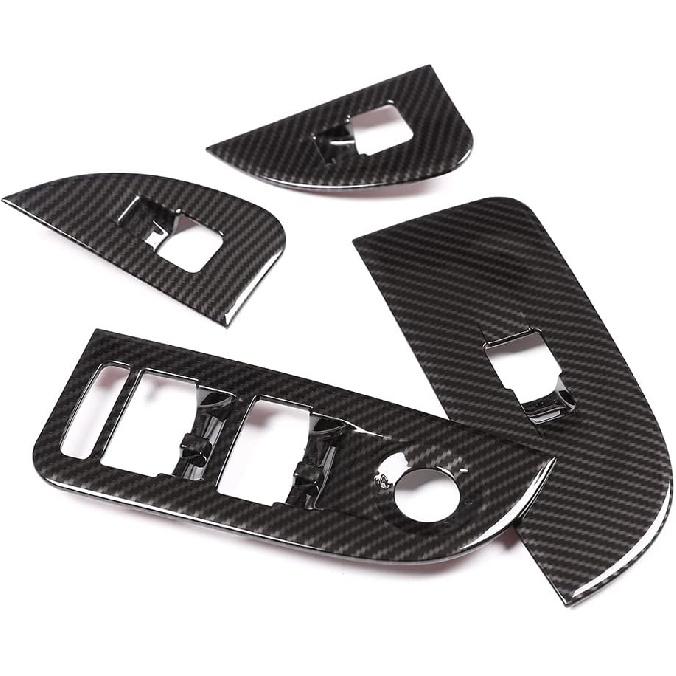 TOYCIDFG Car Door Inner Handle Window Lift Button Panel Cover Trim Compatible with Alfa Romeo Giulia 2017-2021, Carbon Fiber Pattern Car Decoration