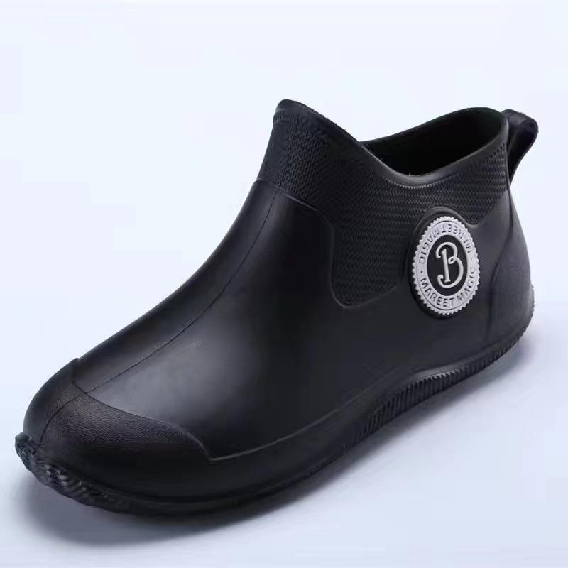 Fashion Rain Boots Waterproof Shoes Men's Tide Medium and Short Boots Wear Fleece Warm Non-slip Rain Shoes Women's Fishing Shoes Glue Shoes