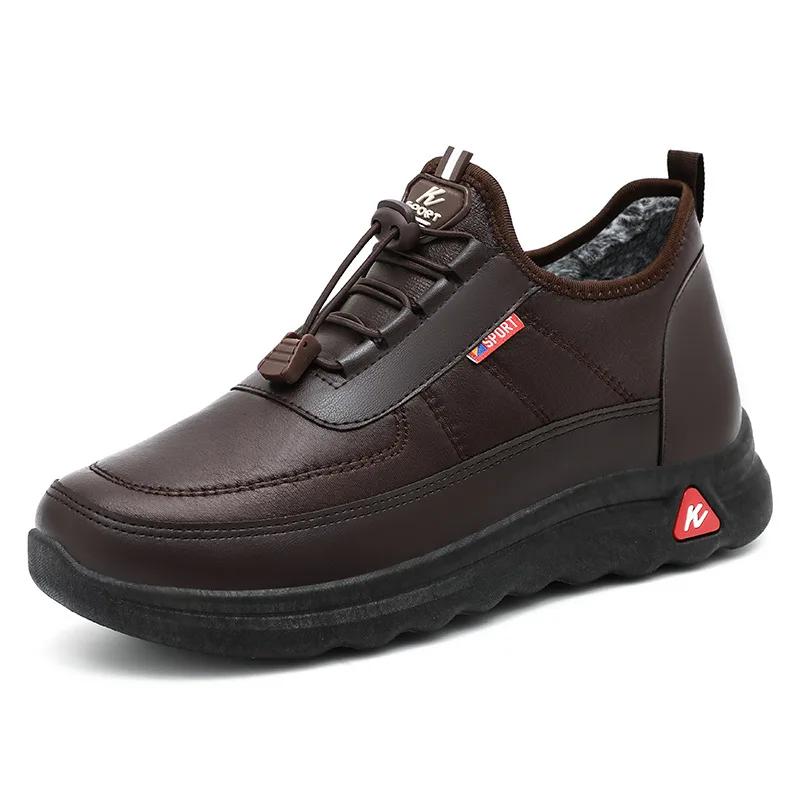 

Зимние кожаные мужские ботинки с мехом, мужские деловые хлопковые ботинки, повседневные теплые зимние ботинки, нескользящие мужские ботинки для отдыха, Bota Masculina 45