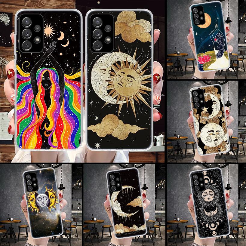 Funny Sun Moon Face Soft Phone Case For Samsung Galaxy A12 A22 A32 A52 A72 A02S A51 A50S A71 A70 A31 A20S Note 20 Ultra S10 A10S