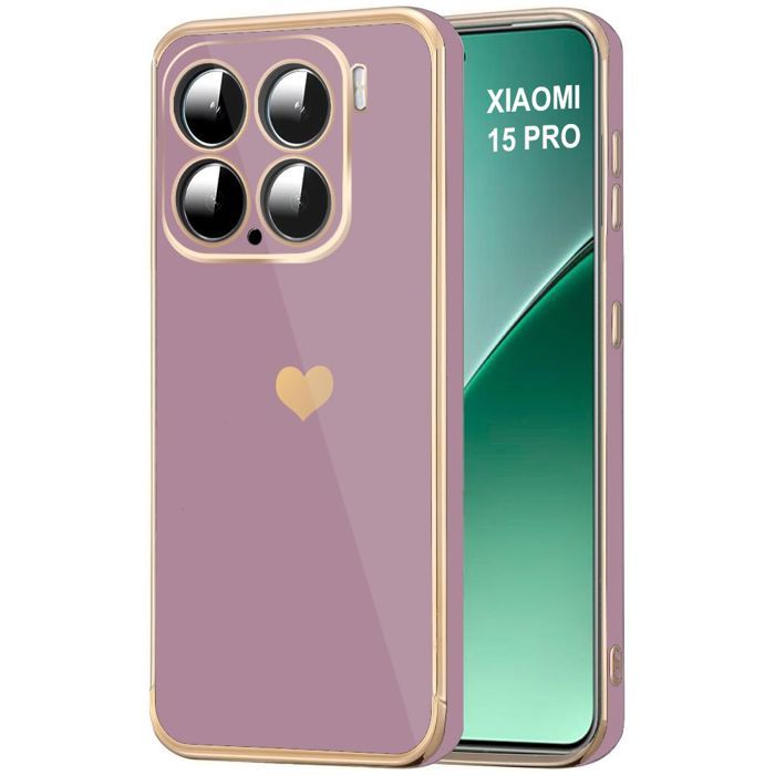 Coque de protection - E.F.CONNECTION - pour Xiaomi 15 Pro - Antichoc - Léger - Motif Cœur - Violet