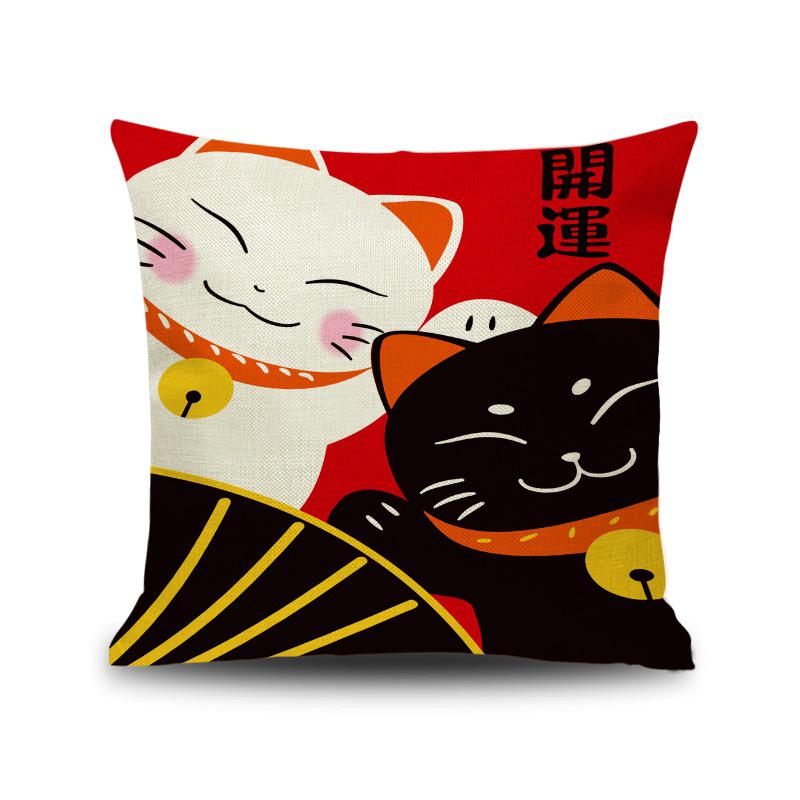 

Lucky Cat Spring Festival Cushion Cover 45x45cm Cover Only