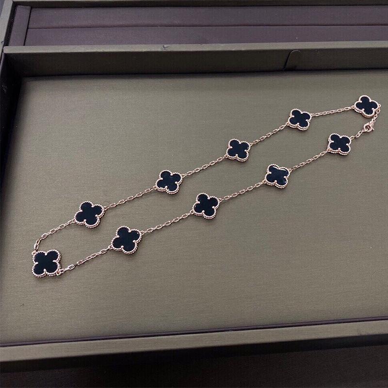 Boutique Four-leaf Clover 10 Flowers Necklace Women 18K Light Luxury Ins Design Sweater Chain Fashion Daily Versatile Necklace