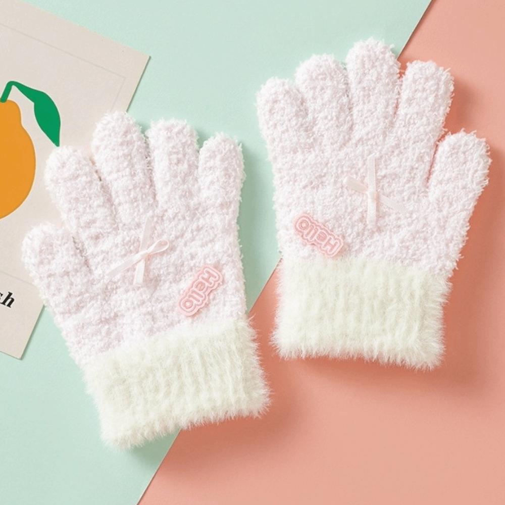 Warm Cuffs Children's Knit Gloves Soft Full Finger Mittens Kids Winter Gloves Winter Daily Wear