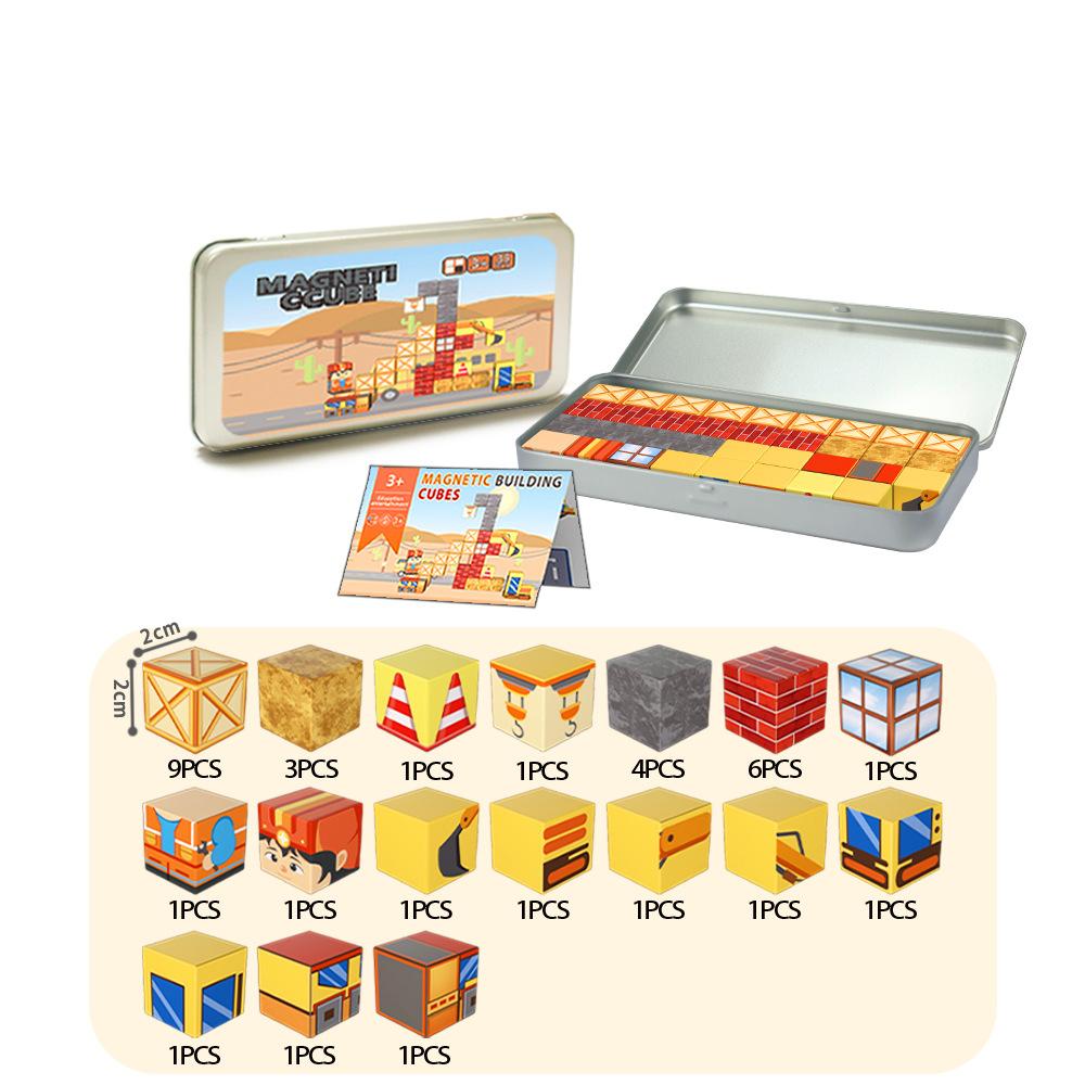 Magnetic Building Blocks for Kids, STEM Engineering Travel Toys with Portable Iron Box, Educational Construction Set for Toddler