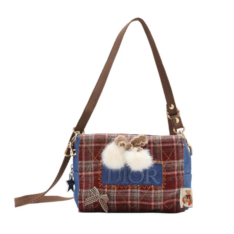 DIOR DIY Style Cosmetic Bag Christmas plaid without gift box синий