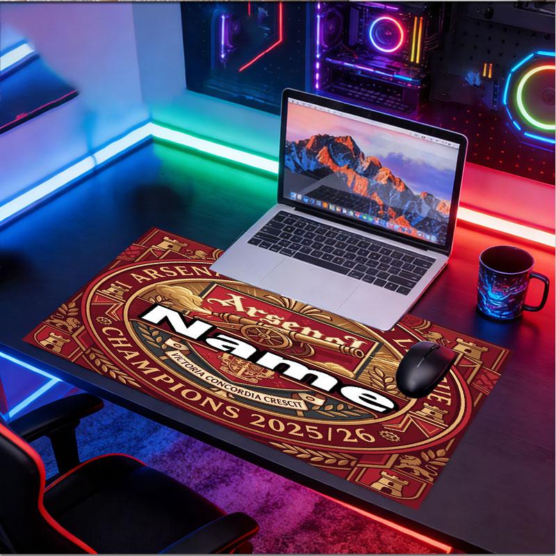 Custom Name Personalized Arsenal F.C Pattern Mousepad, Laptop PC Desk Mat, Decorative Desk Mat for Home Keyboard Pad Gift