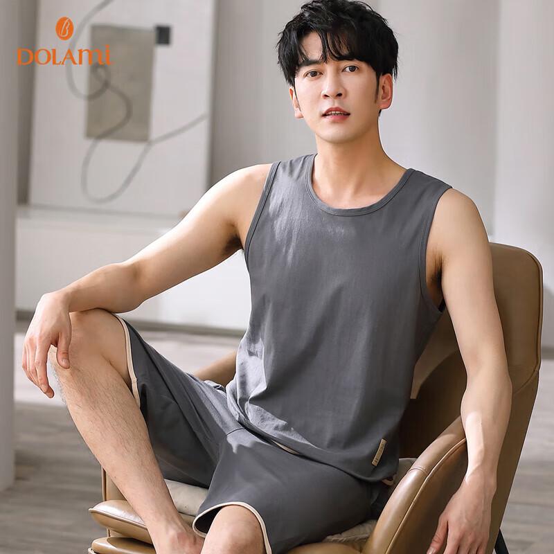 Duolamei Men s Pure Cotton Sleeveless Pajama Set 3XL