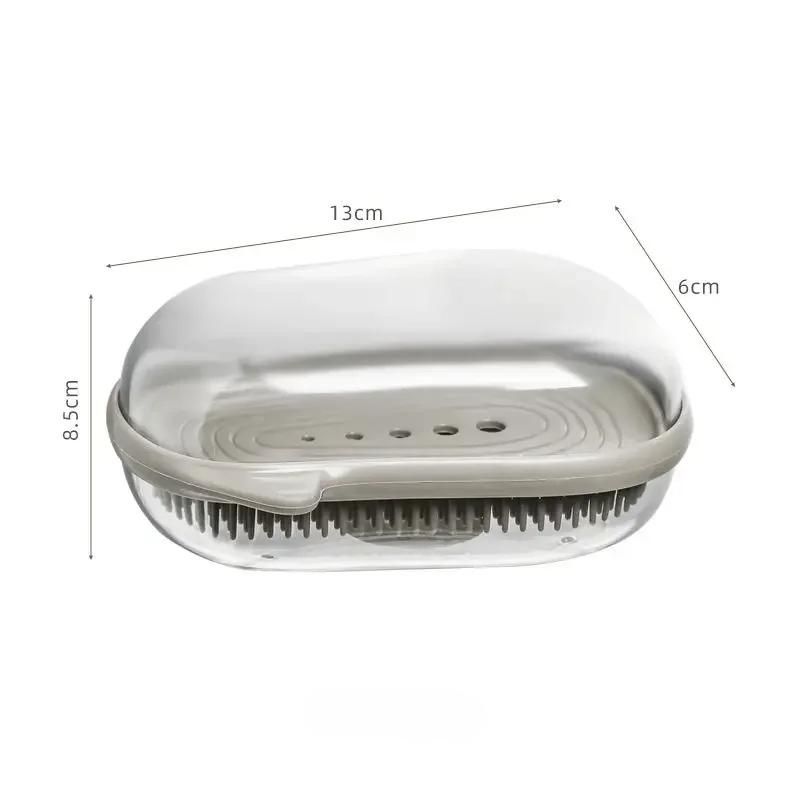 Portable Silicone Soap Dish with Double-Layer Lid - Travel Bathroom Organizer Odor-Resistant Drainage SoapHolderTray for Shower