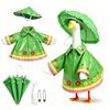 1 Set Porch Goose Outfit Waterproof Goose Raincoat Hat And Umbrella Summer Goose Floral Costume Fits 23 Inch Lawn Goose Statue Outdoor Decor Garden