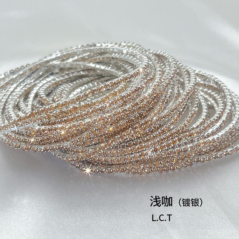 1Pcs Single Row Cubic Zirconia Tennis Bracelet Silver Color Elastic Bangle for Women Multi Layered Wearing Streetwear Jewelry