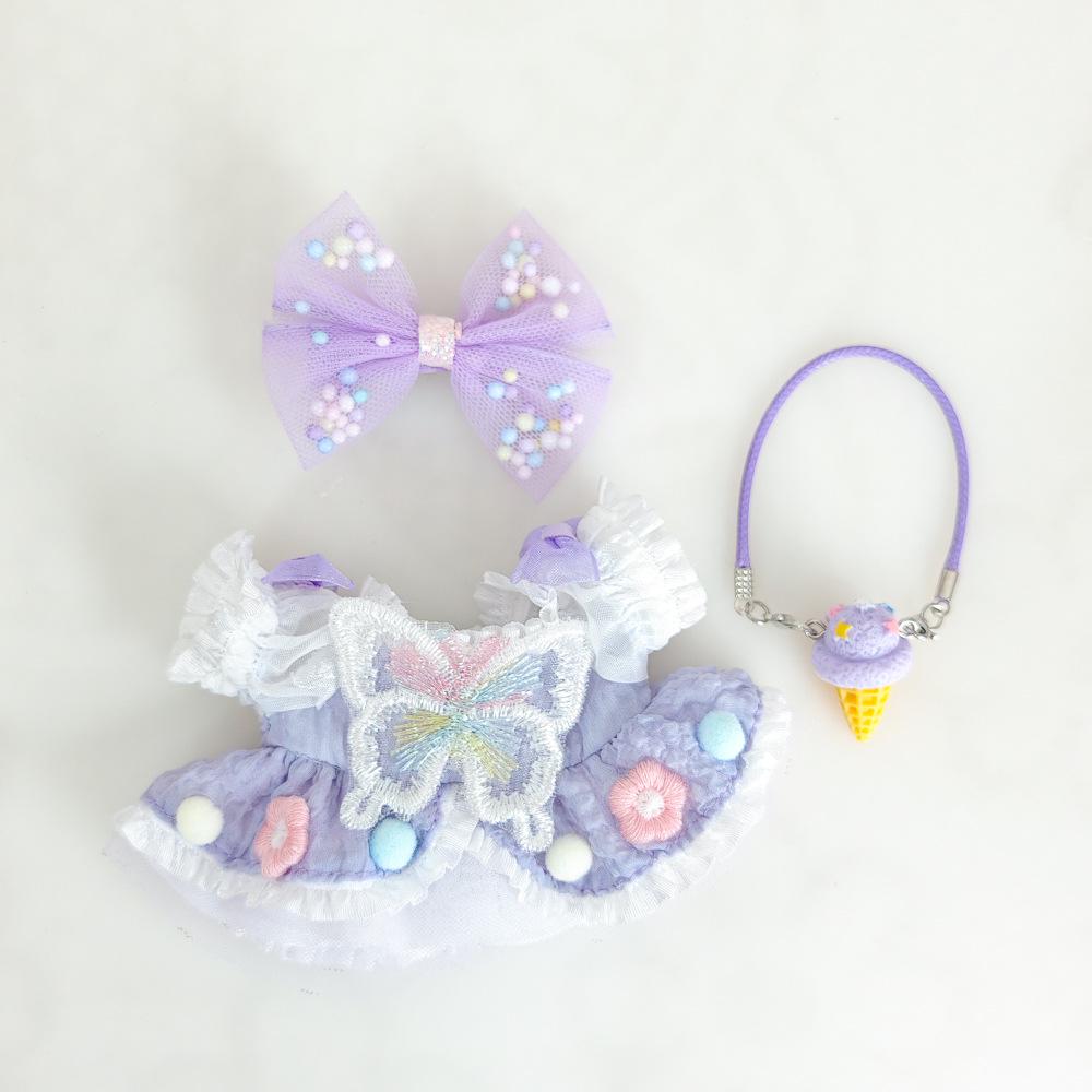 Labubu Silicone Plush Pendant Doll with Lucky Purple Bow Skirt - 3rd Gen