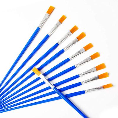 10pcs DIY Artist Paint Brushes for Kids Round Flat Miniature Nylon Hair Acrylic Watercolor Gouache Art Kits