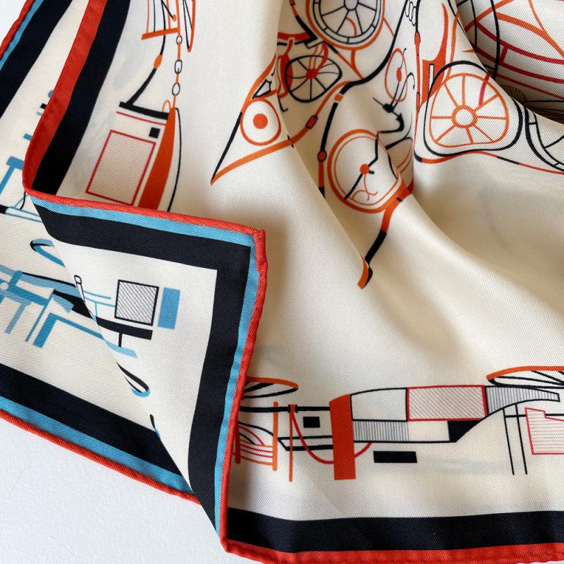 Double-sided Twill Scarf Women's Printed Scarf European and American Headscarf Retro Big Scarf Shawl