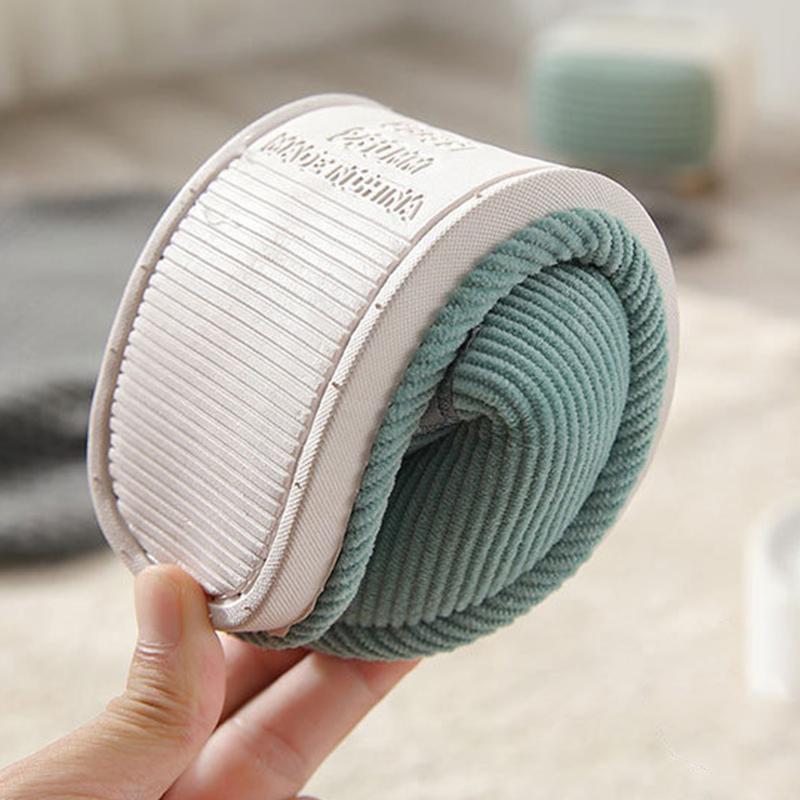 Fashion Concise Mix Color Cotton Slippers Women Indoor Soft Bottom Corduroy Slippers Woman Winter Slip On Flat Heel Cotton Slides Lady