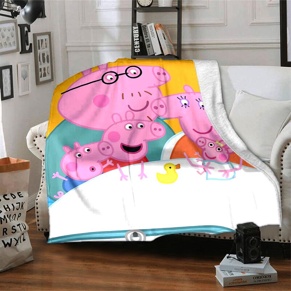 Peppa Pig Theme Printed Blanket - Perfect for Couch, Bed, Travel & Outdoor Use | Machine Washable, Cozy & Durable.