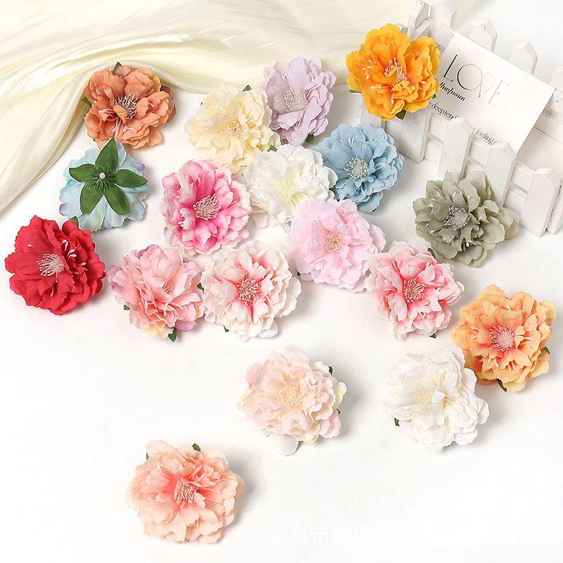 

5/10pcs Artificial Flower Silk Peony Scrapbook Diy Home Vase Christmas Wreath Wedding Wall Decoration Garden Arch Accessories 5pieces помаранчевий
