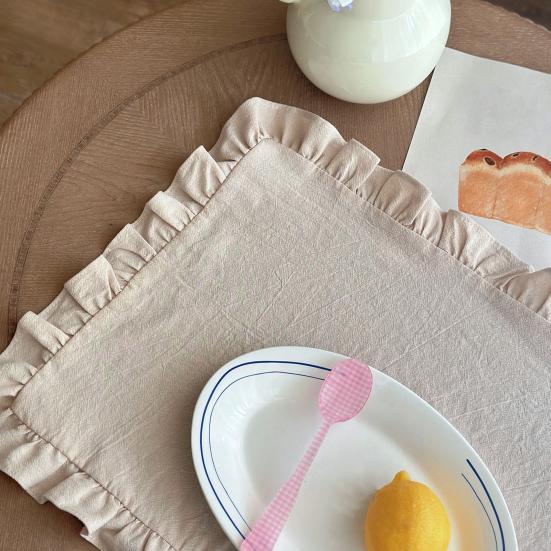 Yousheng Vintage Placemat Rectangle Placemat with Ruffle Dining Table Decoration Mat for Restaurant Home Dinner Party Tea Party Wedding