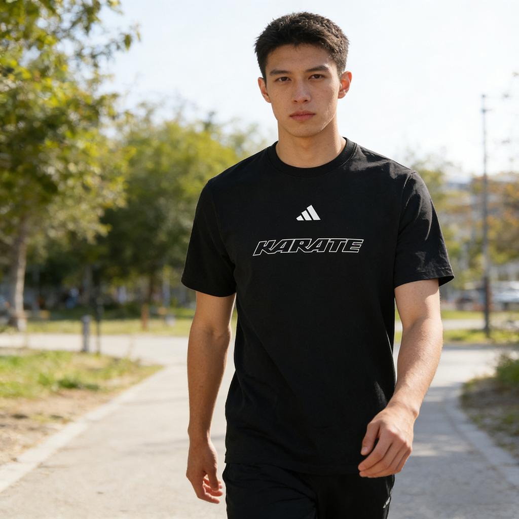 Adidas Karate Series Sports Versatile Running Training Fitness Comfortable Breathable Short Sleeve T-Shirt Unisex Tops CLTS26K1-BW