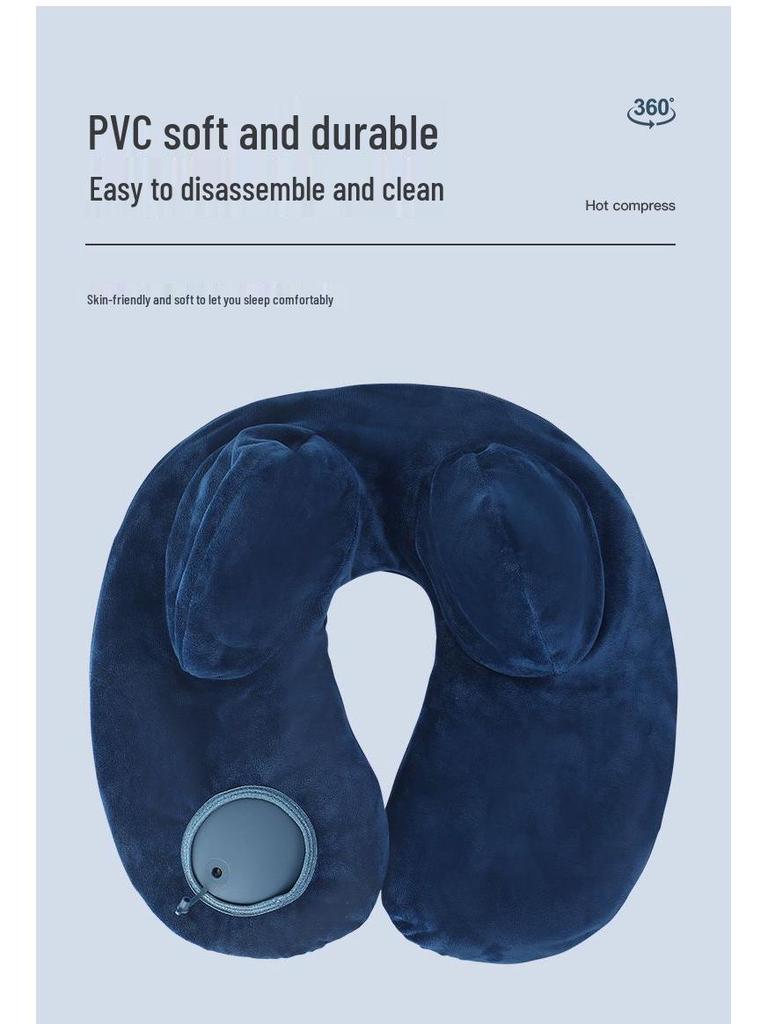 U-förmiges Reise-Nackenkissen - Zum Aufblasen drücken, Tragbare Stütze für Flüge und Geschäftsreisen