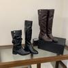 Summer round head high boots women's winter versatile thick heel thin knight boots but knee fashion boots