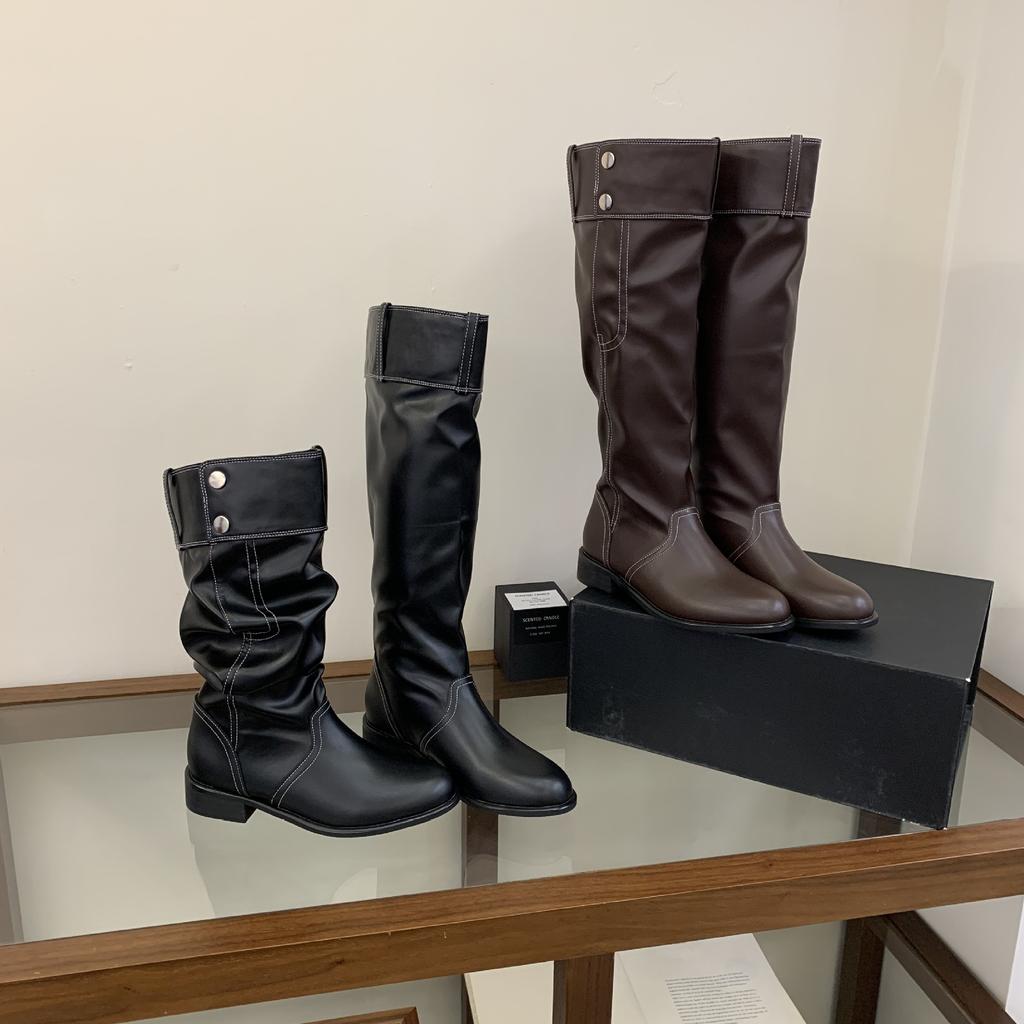 Summer round head high boots women's winter versatile thick heel thin knight boots but knee fashion boots