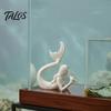 Exquisite Mermaid Figurine 3D Printed & Starfish Figurine, Sculpture, Ocean DIY White Craft Statues Theme Desktop Ornament for Home Office Fish