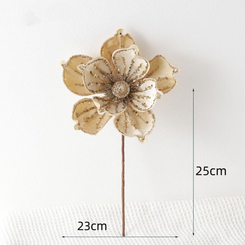 Christmas Gifts Artificial Poinsettia Glitter Flower Sequin Flannel Photography Props Fake Flowers New Year