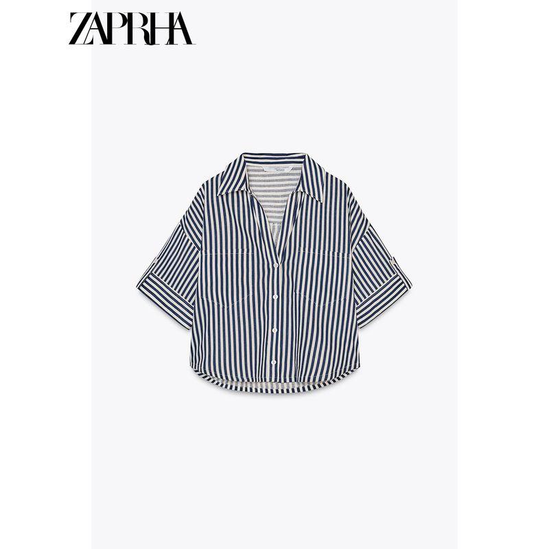 Zaprha 2025 New Arrival French Style Temperament Linen Blended Lapel T-shirt Shory Style Casual Shirt Female 2187813