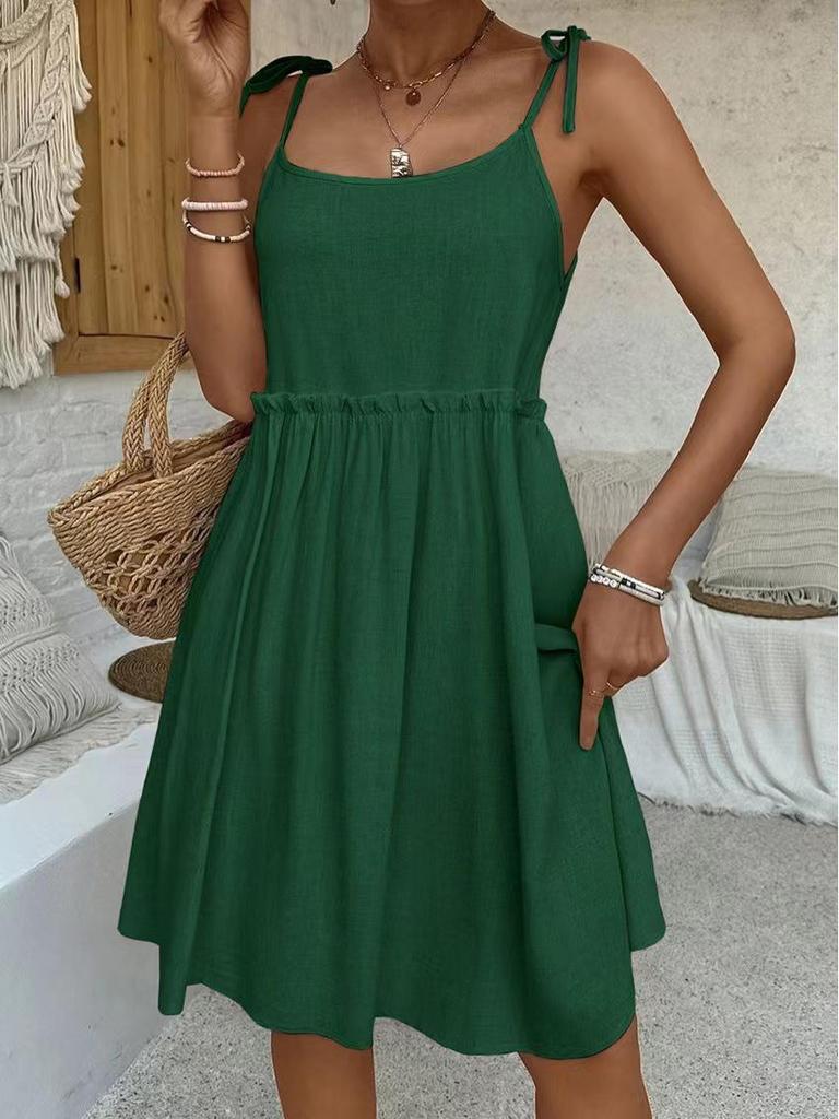 2025 Summer Cotton Linen Suspender Dress: Sexy, Loose, One-Piece for Europe & America