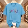 Colorful Smile Smiley Face Graphic T-Shirt Crew Neck Short Sleeve Top Back Print Happy Positive Slogan