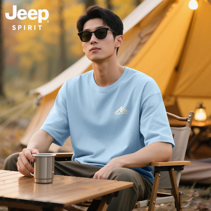 JEEP SPIRIT Men s Heavyweight Cotton Short Sleeve T-Shirt L