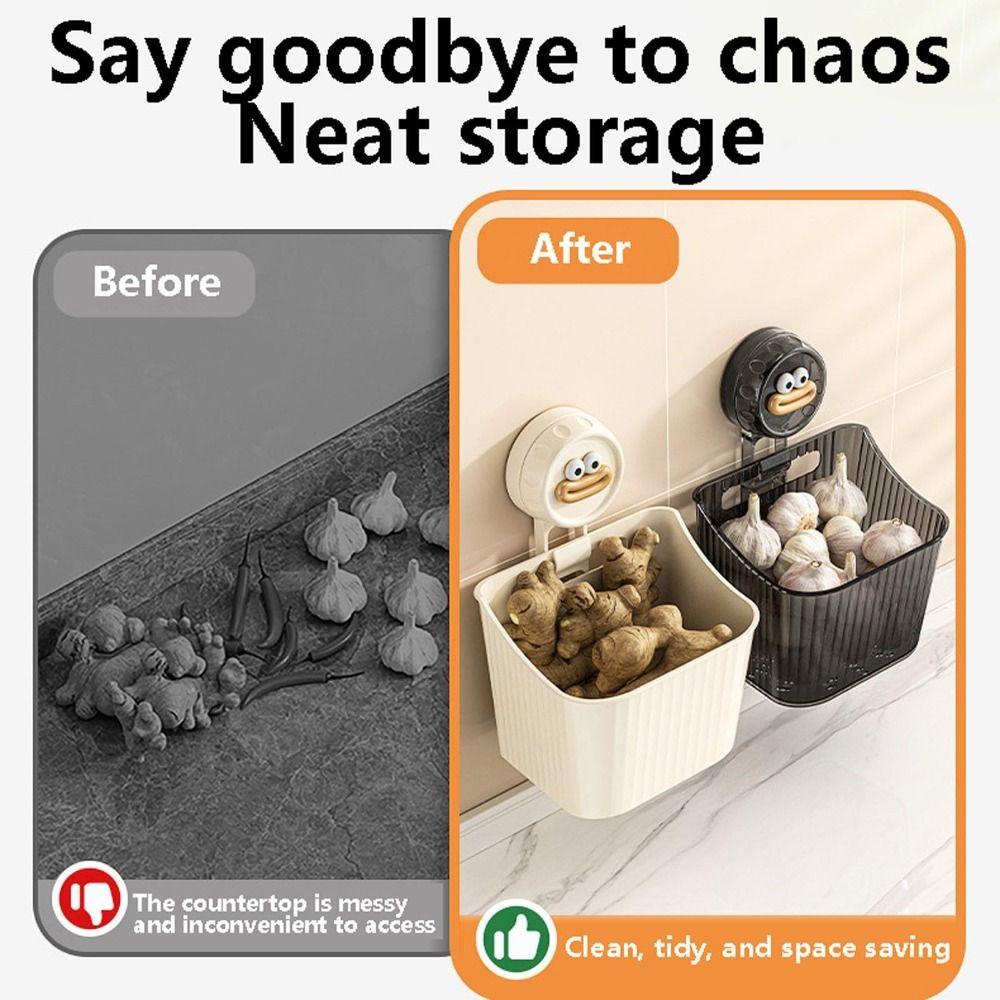 Kein Stanzen Küchenaufbewahrungsbox Abtropfbares Regal Organizer Behälter Niedlicher Aufbewahrungskorb Badezimmer