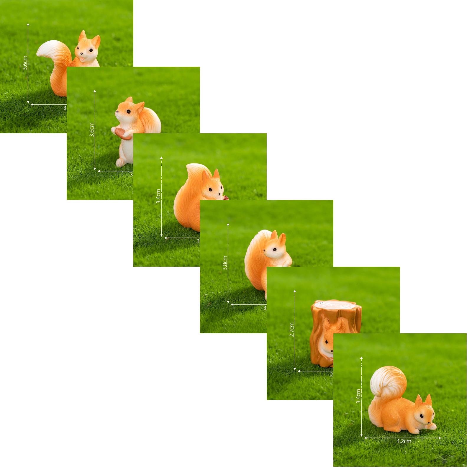 

Miniature Garden Figurines Set Cute Squirrel Animal Resin Craft Decorations for DIY Terrarium Fairy Garden Desktop Accessories One Size