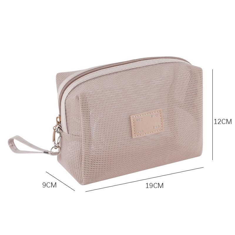 

Large Capacity Mesh Handheld Makeup Bag Zipper Transparent T Ravel Outside Mesh Cosmetic Bag Organizer Case for Women Female